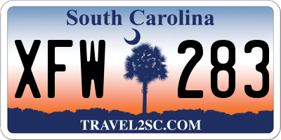 SC license plate XFW283