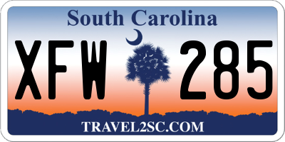 SC license plate XFW285