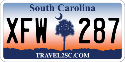 SC license plate XFW287