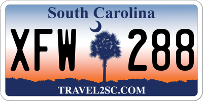 SC license plate XFW288