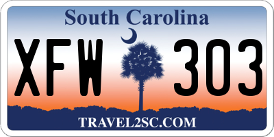 SC license plate XFW303