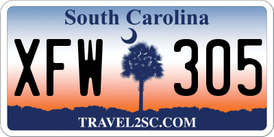 SC license plate XFW305