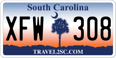 SC license plate XFW308