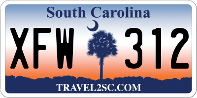 SC license plate XFW312