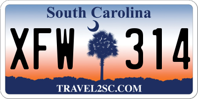 SC license plate XFW314