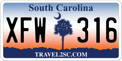 SC license plate XFW316