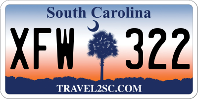 SC license plate XFW322