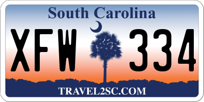 SC license plate XFW334
