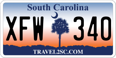 SC license plate XFW340
