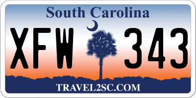 SC license plate XFW343