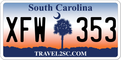 SC license plate XFW353