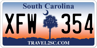 SC license plate XFW354