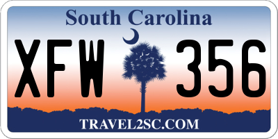 SC license plate XFW356