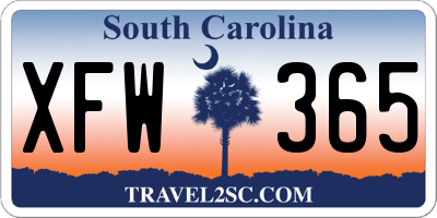 SC license plate XFW365