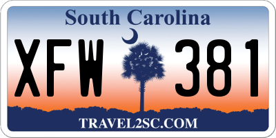 SC license plate XFW381