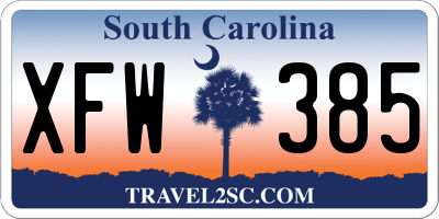 SC license plate XFW385