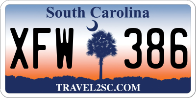 SC license plate XFW386