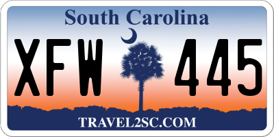 SC license plate XFW445