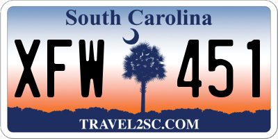 SC license plate XFW451