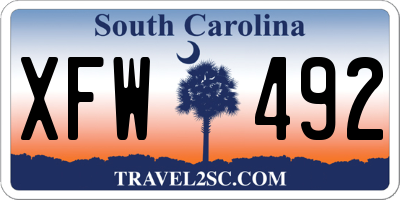 SC license plate XFW492