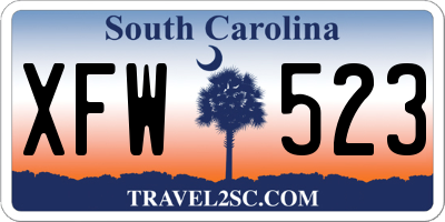 SC license plate XFW523