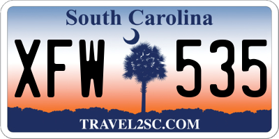 SC license plate XFW535