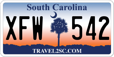 SC license plate XFW542