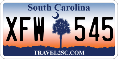 SC license plate XFW545
