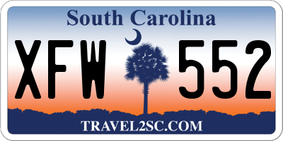 SC license plate XFW552