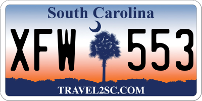SC license plate XFW553