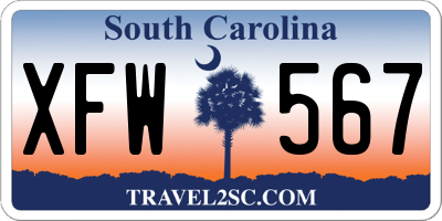 SC license plate XFW567
