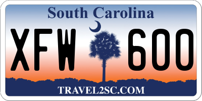 SC license plate XFW600