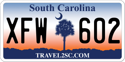SC license plate XFW602