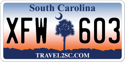 SC license plate XFW603