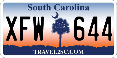 SC license plate XFW644