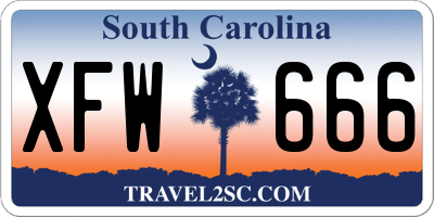 SC license plate XFW666