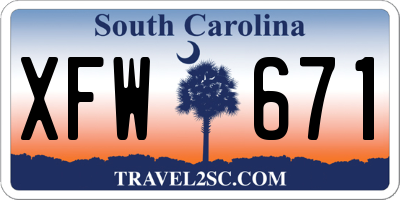 SC license plate XFW671