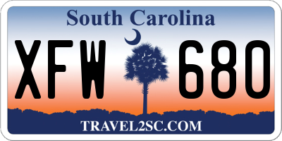 SC license plate XFW680