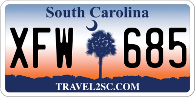 SC license plate XFW685