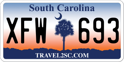SC license plate XFW693