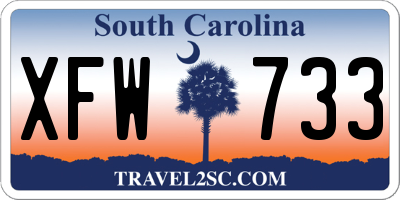 SC license plate XFW733