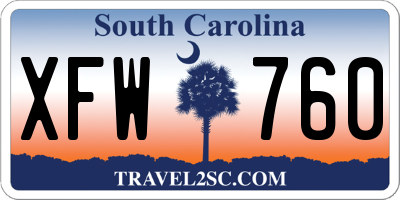 SC license plate XFW760