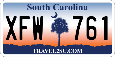 SC license plate XFW761