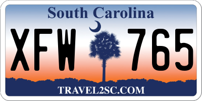SC license plate XFW765