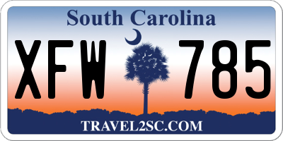 SC license plate XFW785