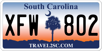 SC license plate XFW802