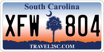 SC license plate XFW804