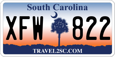 SC license plate XFW822