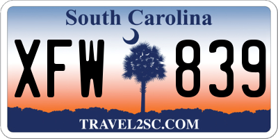 SC license plate XFW839