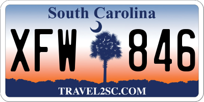 SC license plate XFW846